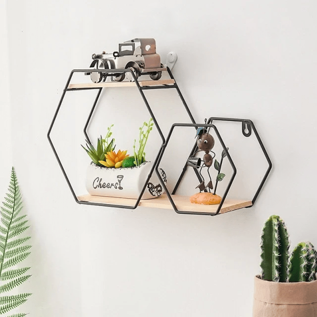 lecture-facile Étagère Noir Étagère à livre hexagone