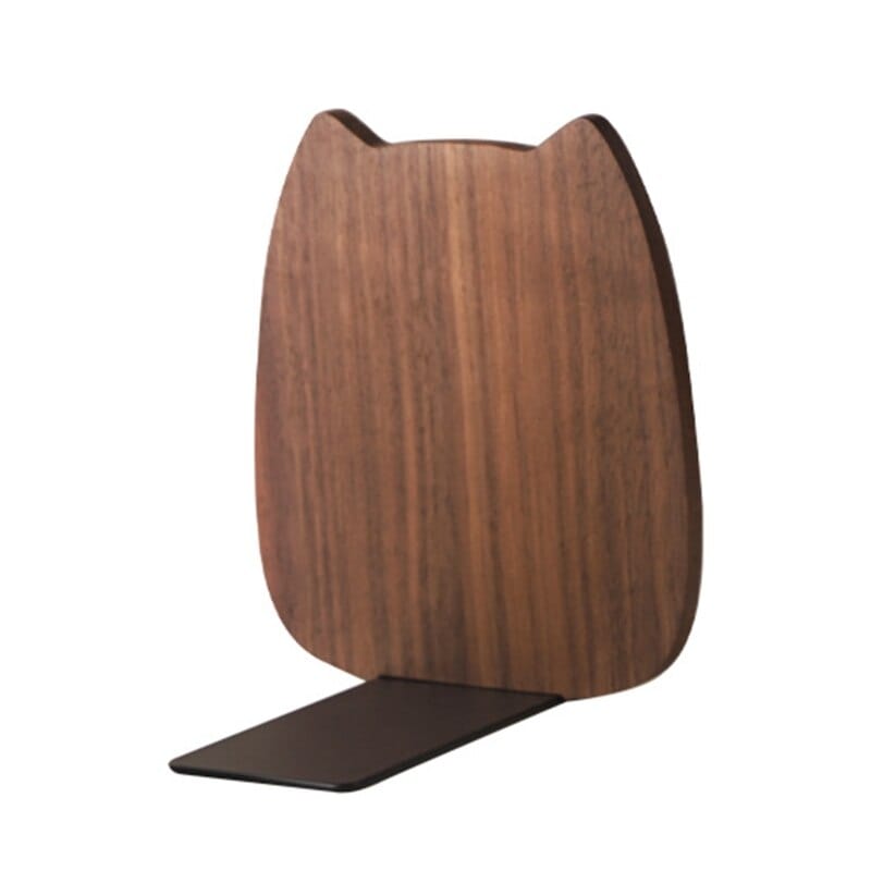 lecture-facile serre livre Marron foncé Serre livre chat en bois